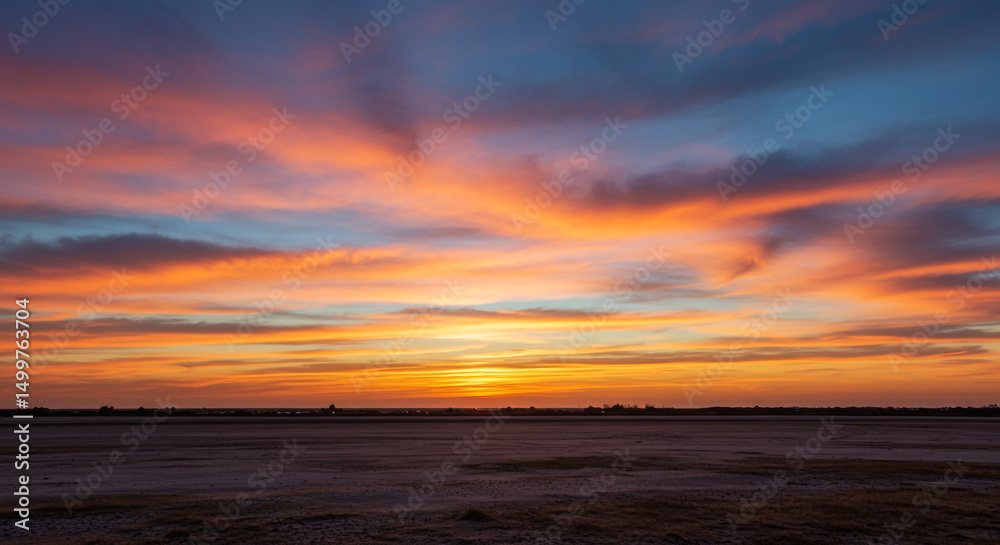 Fototapeta premium Stunning sunset sky over a landscape.