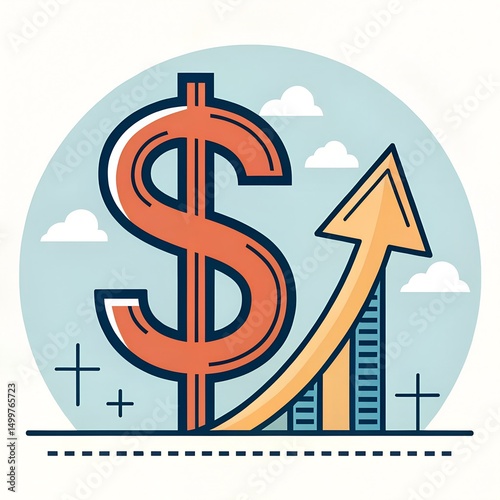  A dollar sign icon with an upward arrow representing salary increase. it is very essential for people.