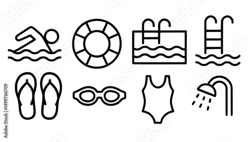 Set of 8 swimming pool icons
