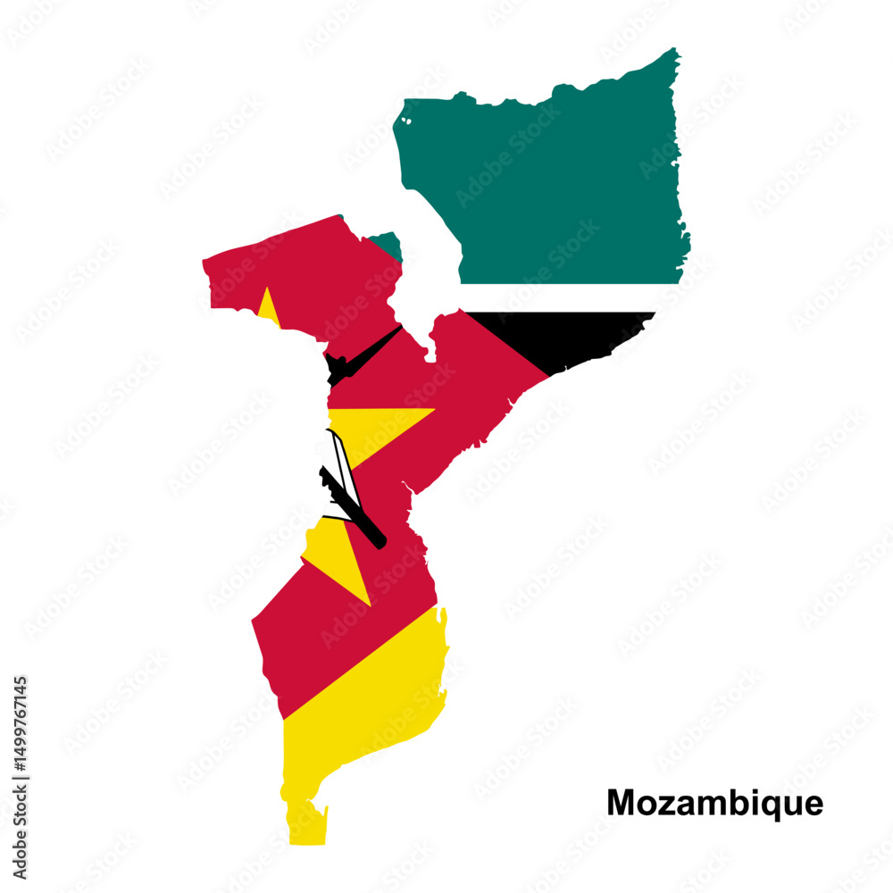 Fototapeta premium Mozambique country map vector isolated on transparent background