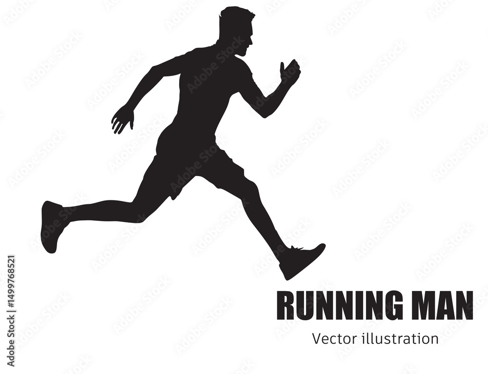 Naklejka premium Active running man silhouette, vector illustration