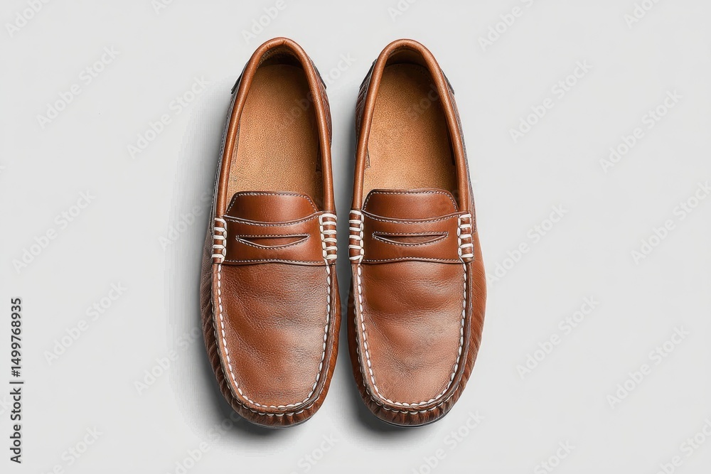 Pair of brown leather loafers (1) Pair of brown leather loafers (1)