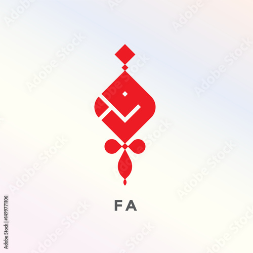 FA Kufi Calligraphy Abstract Logo Red logo design vector illustration