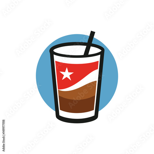 Flat and Minimal Glass of Cuba Libre logo vector illustration isolated on white background