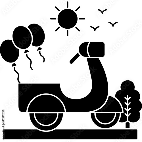 Love Ride Scooter Romance Balloons Icon