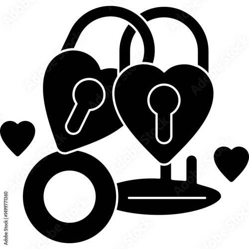 Double Love Locks with Key and Heart Base