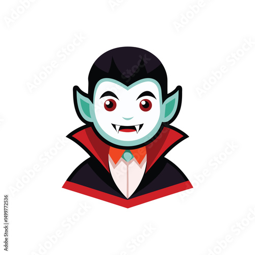 Flat and Minimal Halloween face mascot icon vector illustration isolated on white background