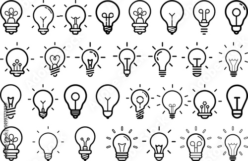 Illuminating Concepts: A collection of light bulb icons, each radiating potential and representing brilliant ideas and innovative thinking.