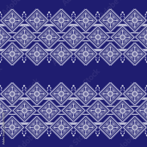 vector seamless pattern with blue flowers