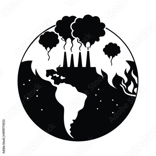 silhouette of  global warming
