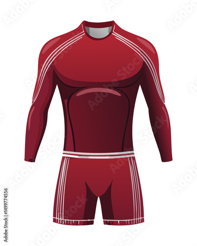 red long sleeve compression top and shorts