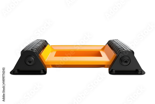 A modern vibrant orange pallet with black secure and stylish sides showcases industrial design on transparent background photo