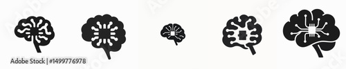Artificial Intelligence Brain Icon – Neural Network Tech Symbol in Flat Style
