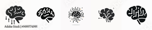 Artificial Intelligence Brain Icon – Neural Network Tech Symbol in Flat Style