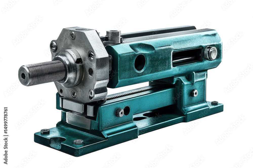 Fototapeta premium A sturdy cyan colored machine vise a symbol of precision engineering and industrial power on transparent background