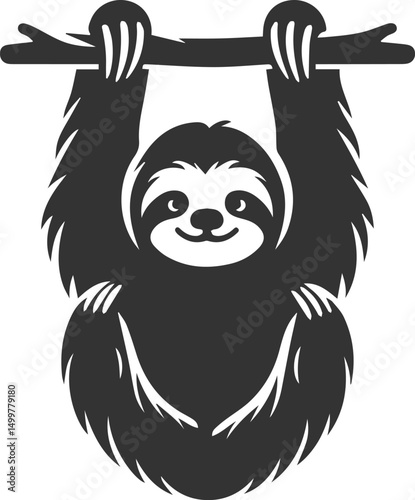 Vector art drawing silhouette of a sloth animal