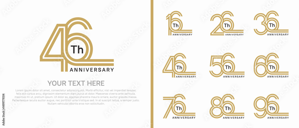 Fototapeta premium logo anniversary set. brown color double line on white background for special event