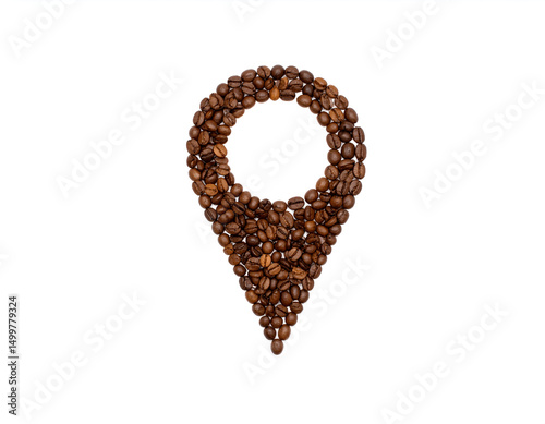 Location Pin Icon Made from Coffee Beans