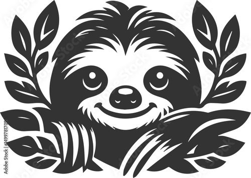 Vector art drawing silhouette of a sloth animal