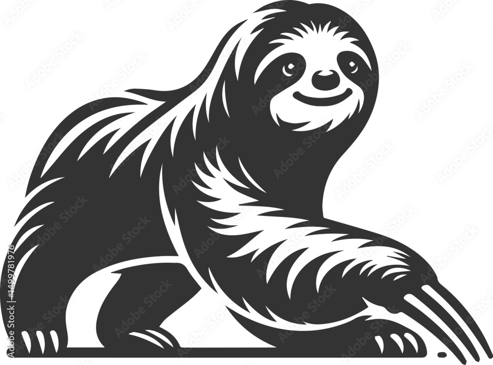 Naklejka premium Vector art drawing silhouette of a sloth animal
