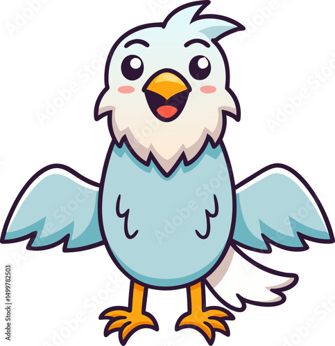 Strong eagle bird with outstretched wings in a cartoon character design for vector animal clipart use
