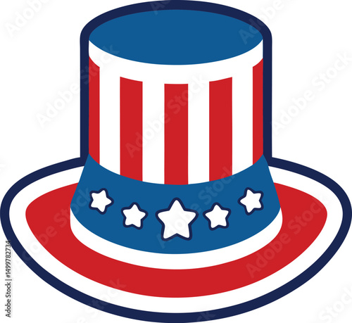 A hat line icon with USA national colors on a TB.eps