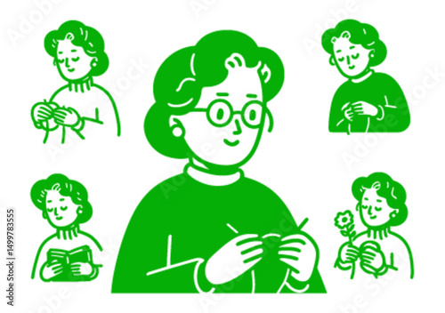 Hand Drawing of a Creative Person Engaged in Craft Activities