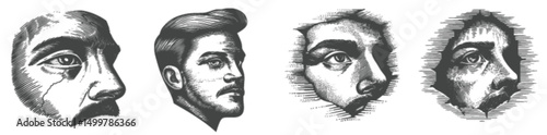 Detailed Vintage Portrait Engravings in Vector Format