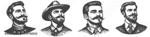Detailed Vintage Portraits of Men with Diverse Facial Hair Styles