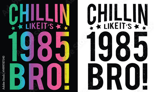  Vintage retro 80s design for t-shirt, bags, mugs, stickers, banner, poster, icon, logo etc. Fully Editable Print Ready Template - Vector.