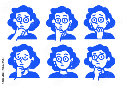 Colorful Doodle Illustration of Contemplative Girl Characters