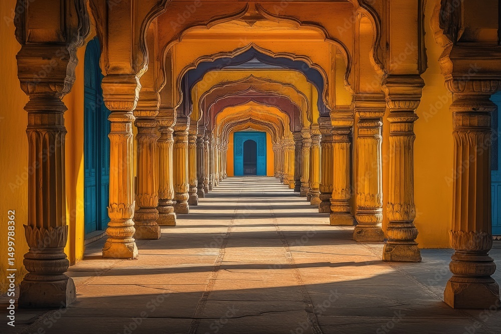 Fototapeta premium Colorful arched colonnade