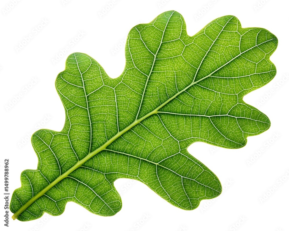 Detailed Close-up of a Vibrant Green Oak Leaf Detailed Close-up of a Vibrant Green Oak Leaf