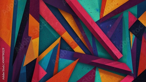 Dynamic geometric shapes in vibrant hues converge