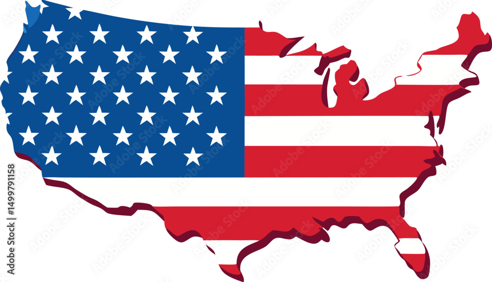 Obraz premium USA map with flag on transparent background