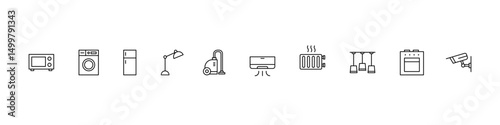 Home appliance icons. House appliance vector set. Kitchen appliances line icon set.