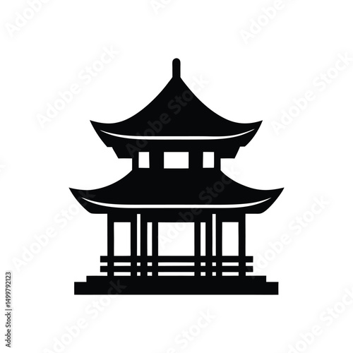 Flat and Minimal japanese temple logo vector illustration isolated on white background