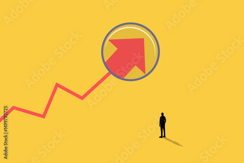 Businessman using magnifying. concept of Business investment, analysis, opportunity,and consulting