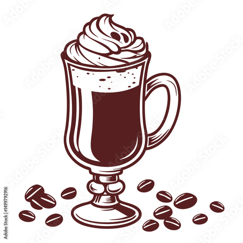 Irish Coffee Glass – Classic Tall Mug Vector Icon


