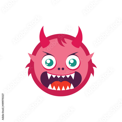 Flat and Minimal Mommy monster head silhouette logo vector illustration isolated on white background