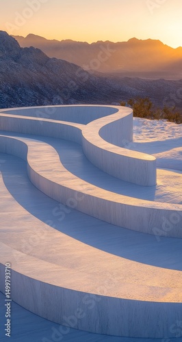 Sunrise Desert Steps with Mountain View.