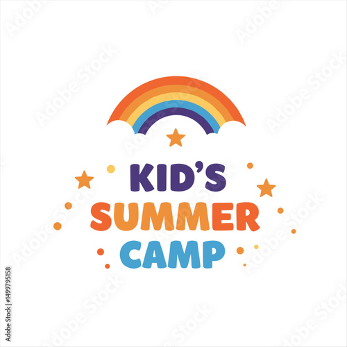 Illustration vector graphic of kids summer camp colour full logo design template