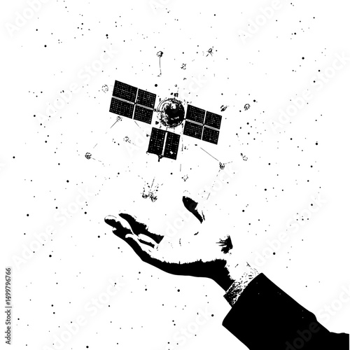 hand holding a satelite