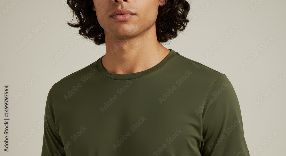 Fototapeta premium Olive Green T-Shirt Mockup Premium Apparel Design Template