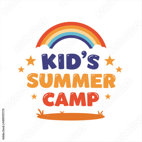 Illustration vector graphic of kids summer camp colour full logo design template