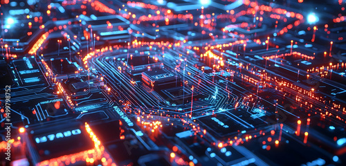 Neon Circuitry A Futuristic Vision Of Digital Innovation Through Glowing Tech Design Showcasing Advanced Electronic Systems In A World Shaped By Light And Intelligence

