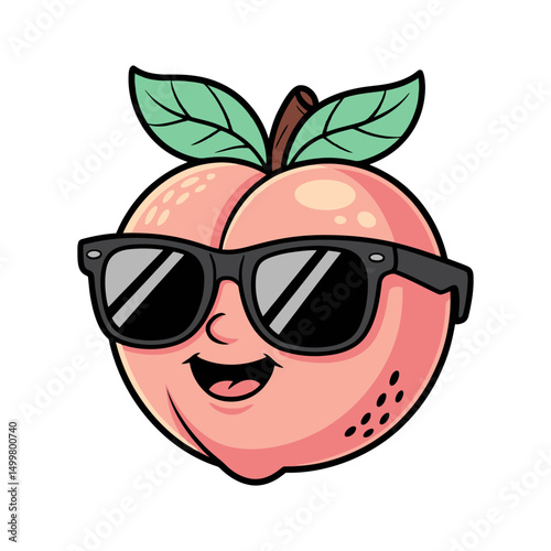 Cool Peach Wearing Sunglasses Cartoon Illustration