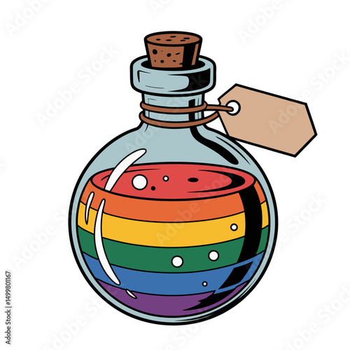 Rainbow Magic Potion Bottle Cartoon Illustration