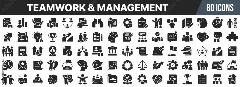 custom made wallpaper toronto digitalTeamwork and management black icons collection. Big UI icon set in a flat design. Vector illustration EPS10