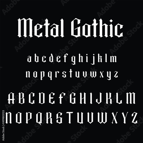 Bold Metal Gothic Blackletter Font Alphabet - Heavy Metal and Tattoo Style